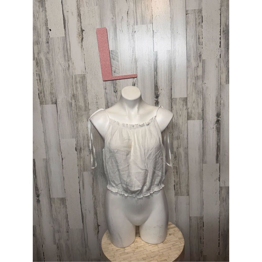 H&M Divided White Tie Strap Crop Top Women’s Size L